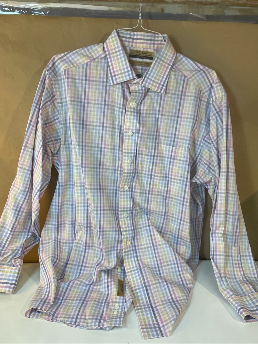 Gold Label Roundtree & Yorke Men's Pastel Plaid Button-Down Shirt - Multi-Color